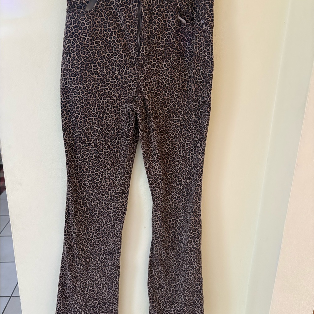 Tinseltown Leopard Print Flare Jeans